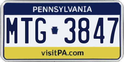 PA license plate MTG3847