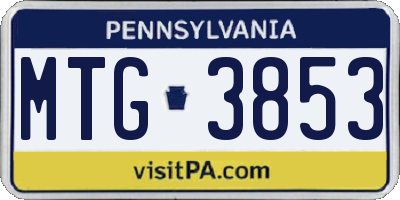 PA license plate MTG3853