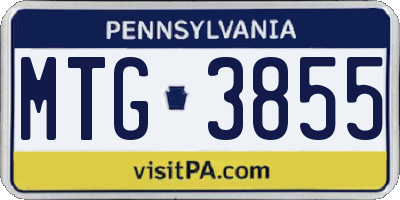 PA license plate MTG3855