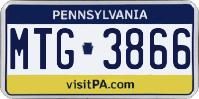 PA license plate MTG3866