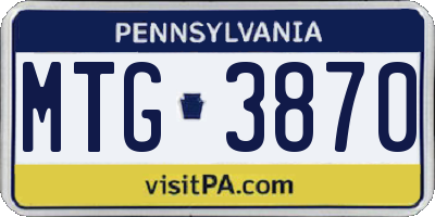 PA license plate MTG3870