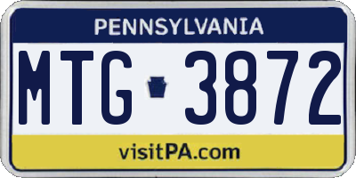PA license plate MTG3872