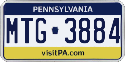 PA license plate MTG3884