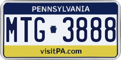 PA license plate MTG3888
