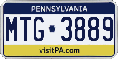 PA license plate MTG3889