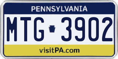PA license plate MTG3902