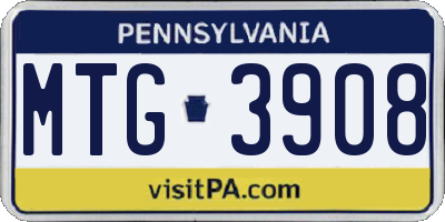 PA license plate MTG3908