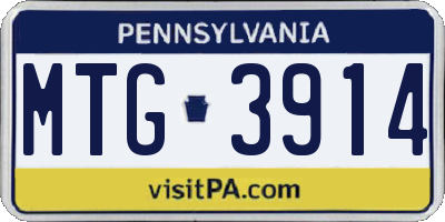 PA license plate MTG3914