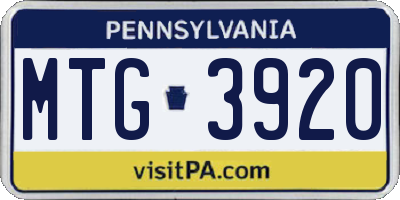 PA license plate MTG3920