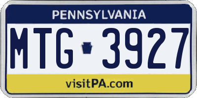 PA license plate MTG3927