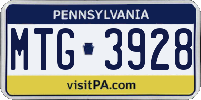 PA license plate MTG3928