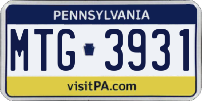 PA license plate MTG3931