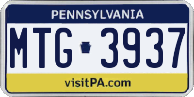 PA license plate MTG3937