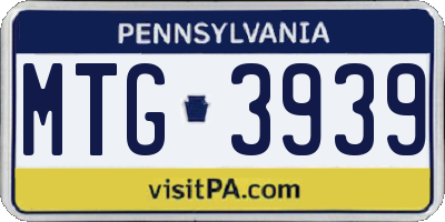 PA license plate MTG3939
