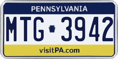 PA license plate MTG3942