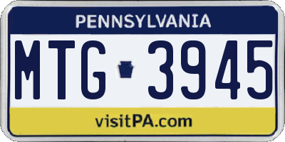 PA license plate MTG3945
