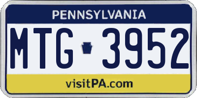 PA license plate MTG3952