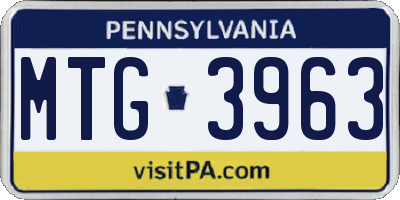 PA license plate MTG3963