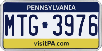 PA license plate MTG3976