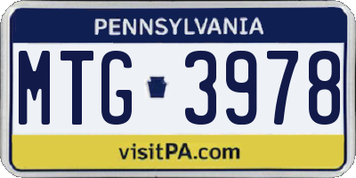 PA license plate MTG3978