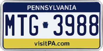PA license plate MTG3988