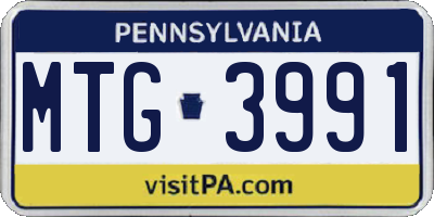 PA license plate MTG3991