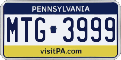 PA license plate MTG3999