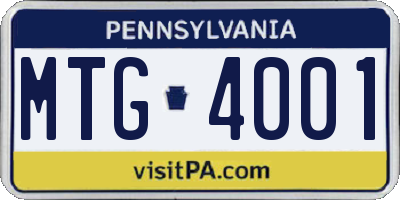 PA license plate MTG4001