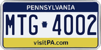 PA license plate MTG4002
