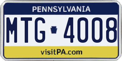 PA license plate MTG4008