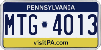PA license plate MTG4013