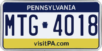 PA license plate MTG4018