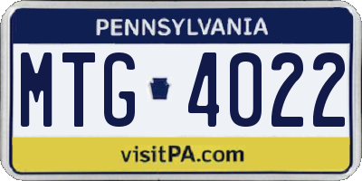 PA license plate MTG4022