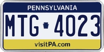 PA license plate MTG4023