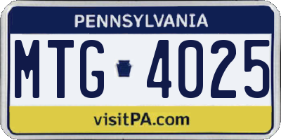 PA license plate MTG4025