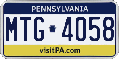 PA license plate MTG4058