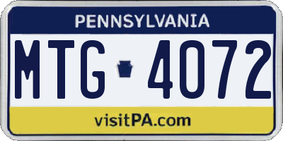 PA license plate MTG4072