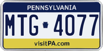 PA license plate MTG4077
