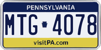 PA license plate MTG4078