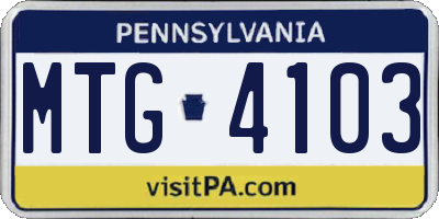 PA license plate MTG4103