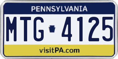 PA license plate MTG4125