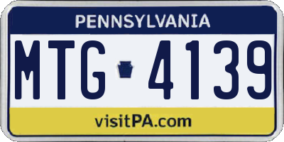 PA license plate MTG4139