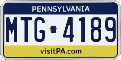 PA license plate MTG4189