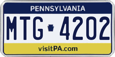 PA license plate MTG4202