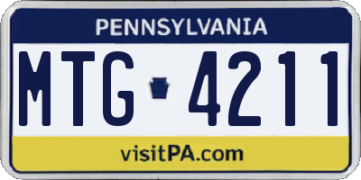PA license plate MTG4211