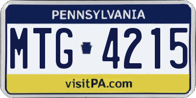 PA license plate MTG4215