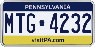 PA license plate MTG4232