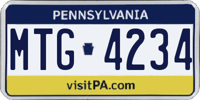 PA license plate MTG4234