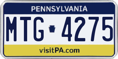 PA license plate MTG4275