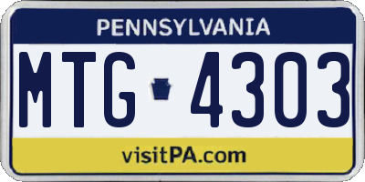 PA license plate MTG4303